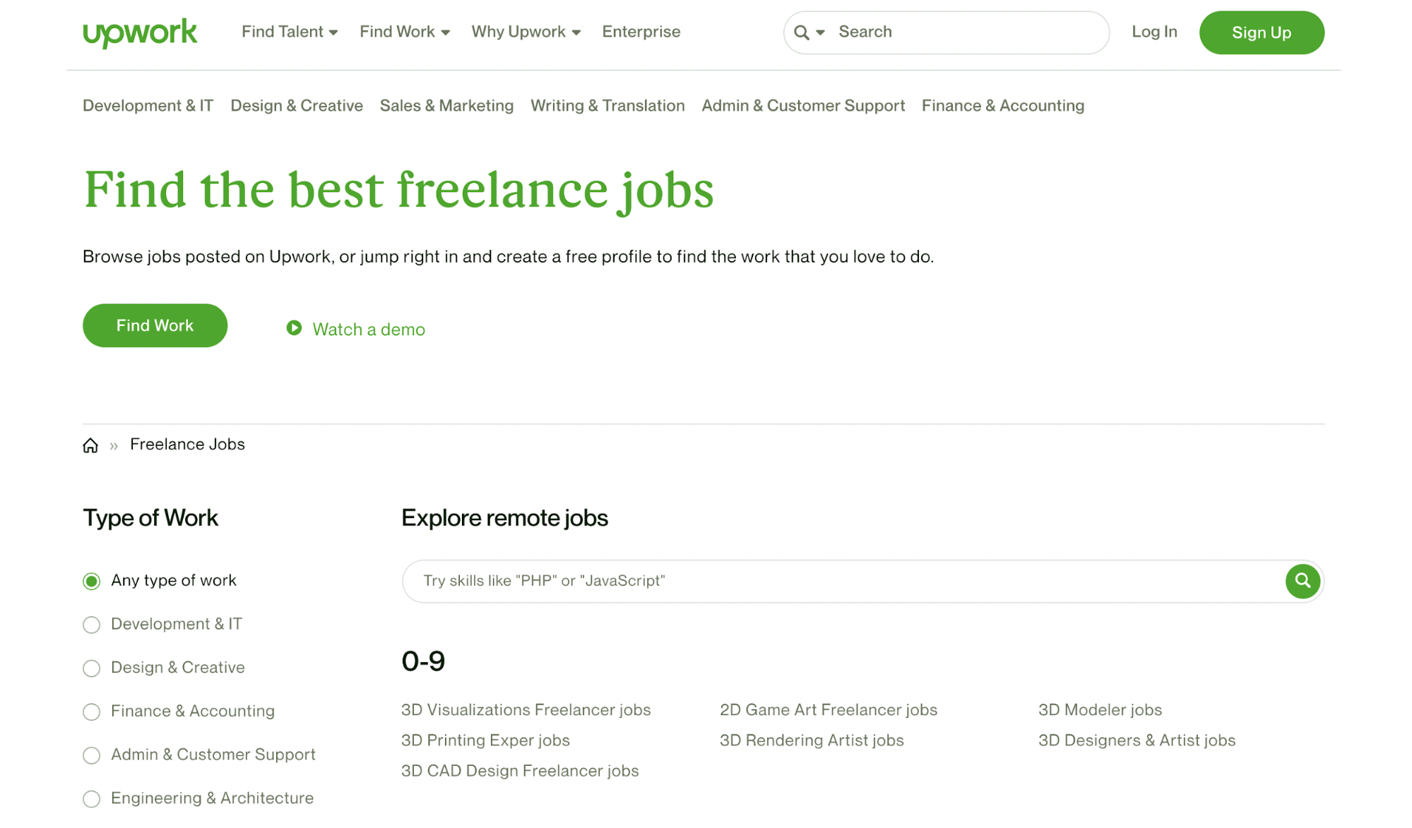 Категорії із замовленнями на біржі Upwork Категорії із замовленнями на біржі Upwork