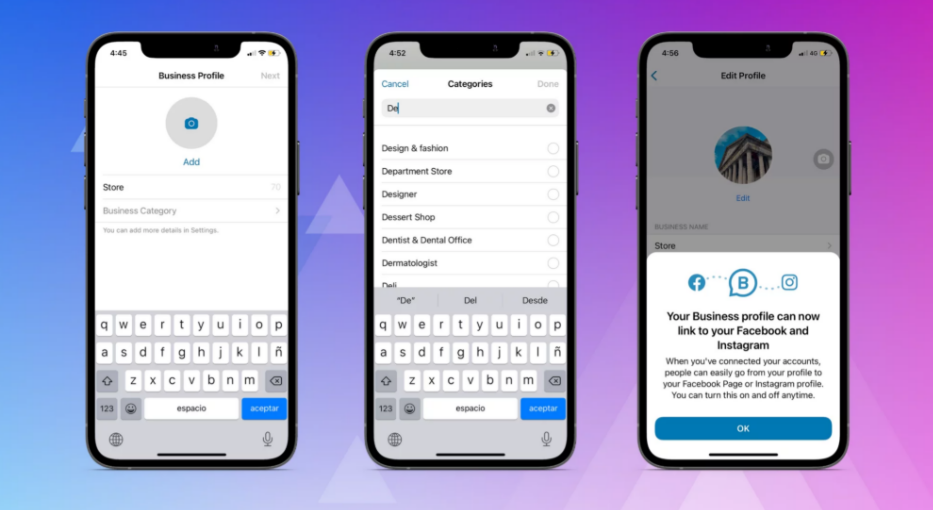 Ejemplo del proceso de llenado de datos personales para crear una cuenta empresarial en WhatsApp