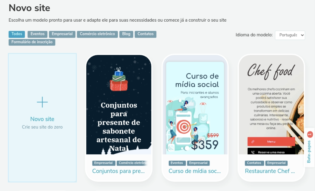 Escolha um dos nossos modelos ou comece sua mini landing page do zero Escolha um dos nossos modelos ou comece sua mini landing page do zero