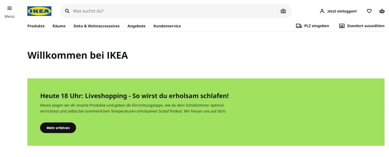 Строгий сайт IKEA в Германии