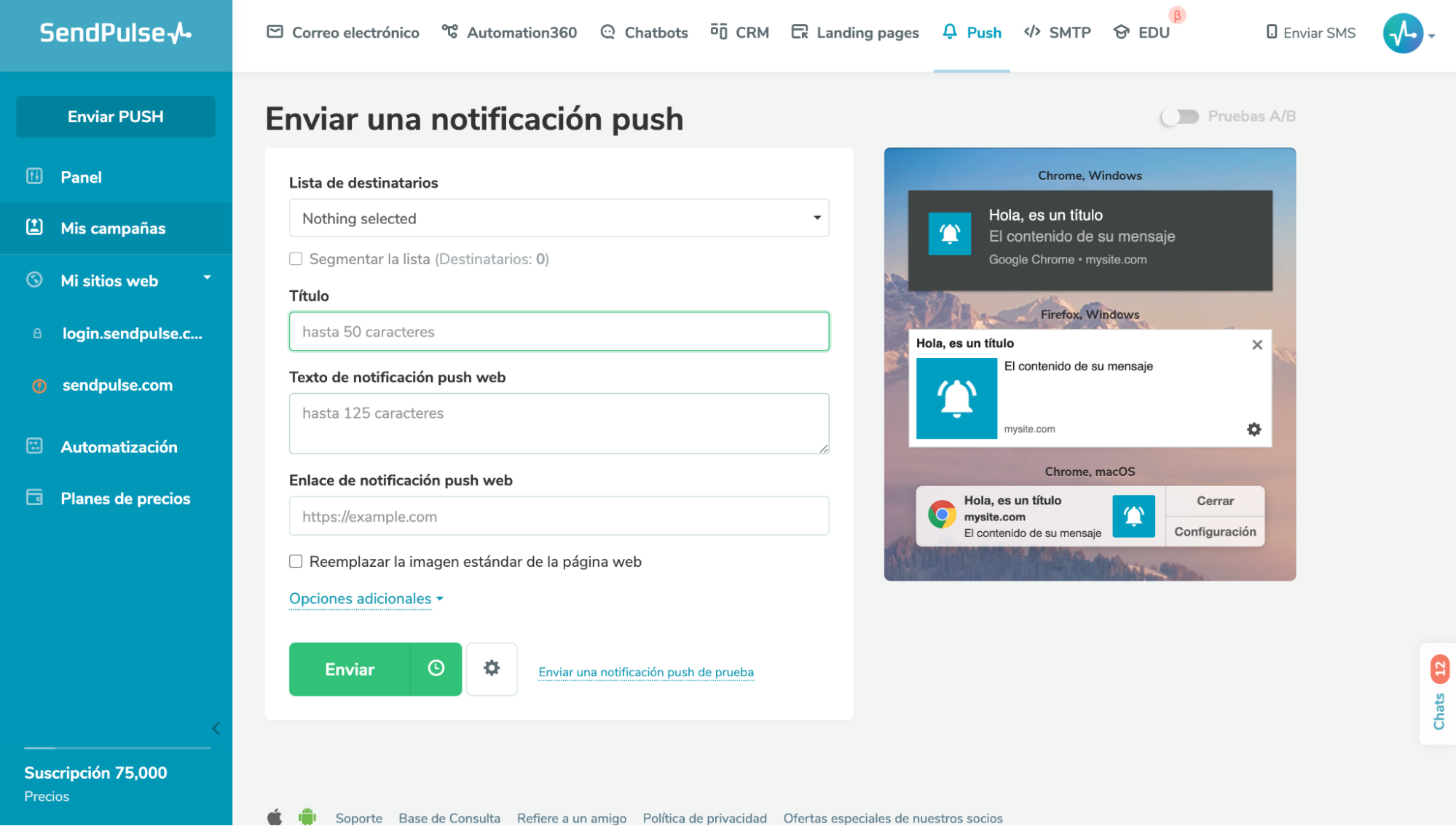 Una notificación web push es un excelente canal para tus anuncios creativos