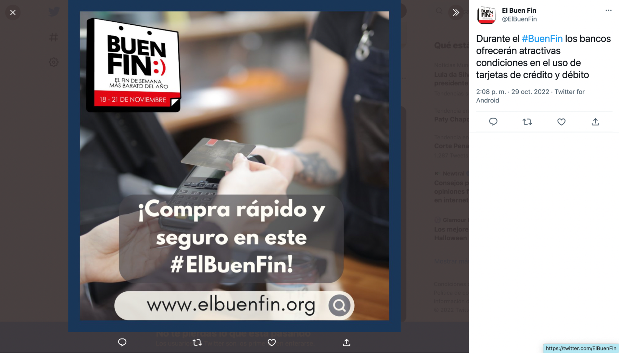 Ejemplo de un anuncio para el Buen Fin