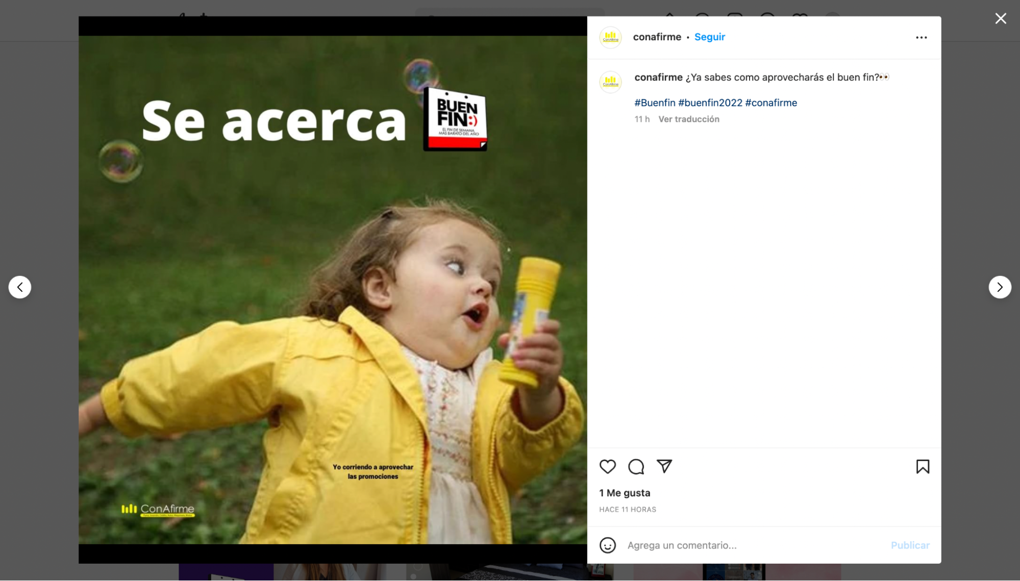 Ejemplo de anuncio creativo para el Buen Fin