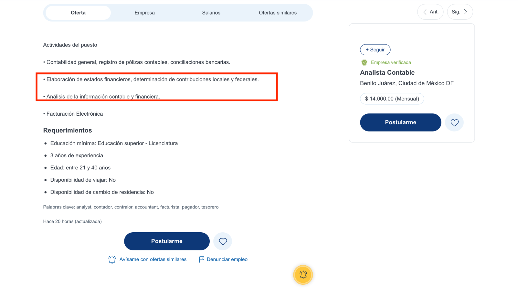Empresa buscando ciertas habilidades en un currículum Empresa buscando ciertas habilidades en un currículum