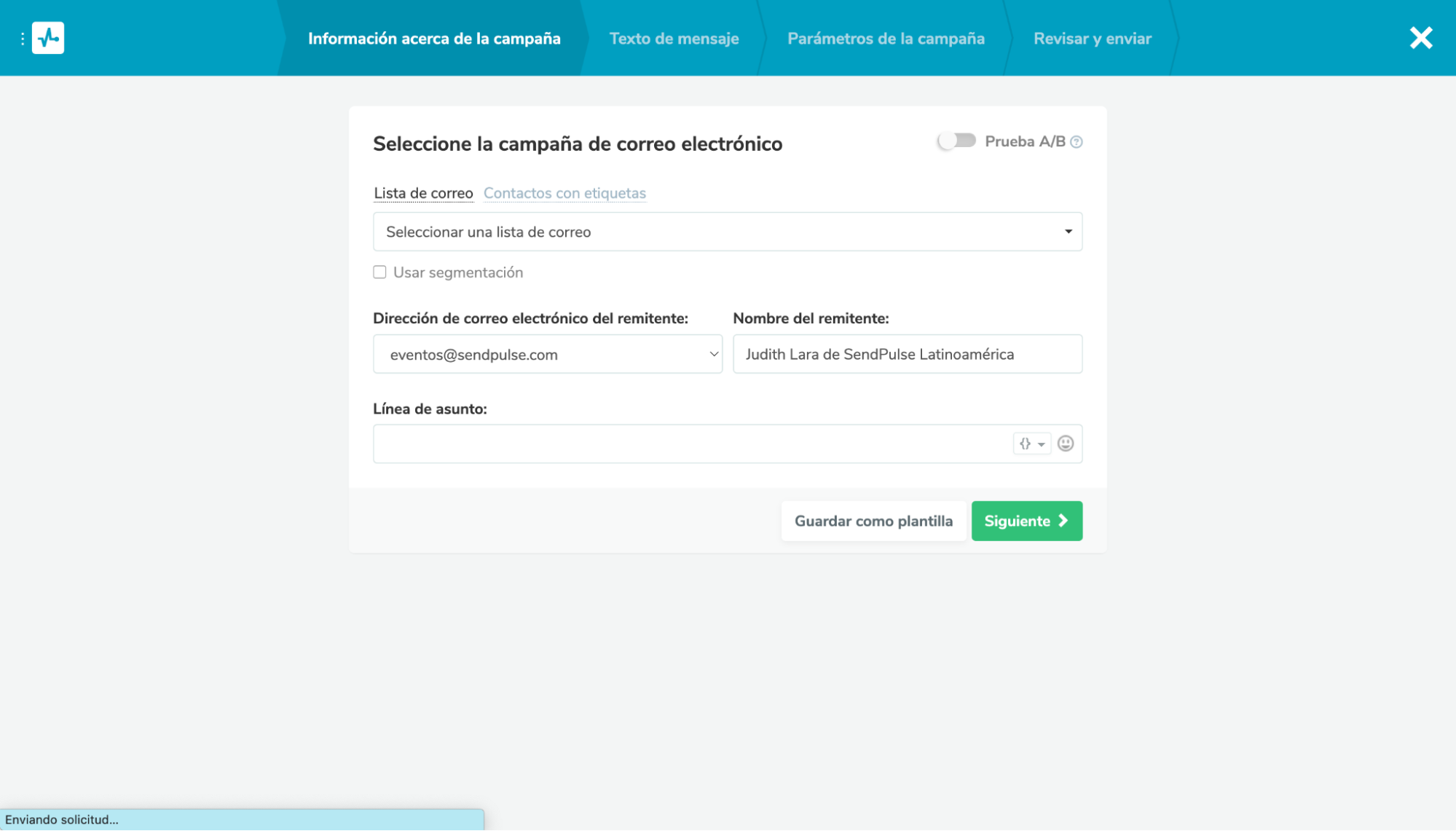 Primer paso para crear mailing con SendPulse Primer paso para crear mailing con SendPulse