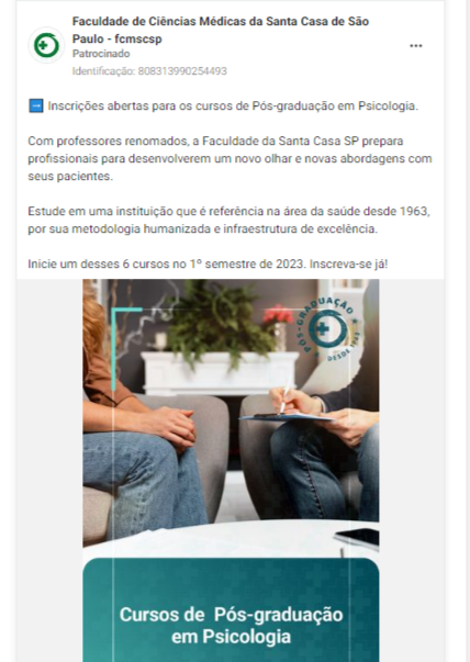 Este anúncio se apoiou em um bom texto, descrevendo todos os benefícios que o aluno pode ter ao fazer a pós-graduação naquela faculdade Este anúncio se apoiou em um bom texto, descrevendo todos os benefícios que o aluno pode ter ao fazer a pós-graduação naquela faculdade