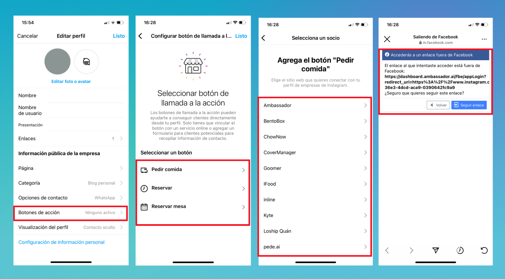 Insertar un link en botones CTA en Instagram es también sencillo