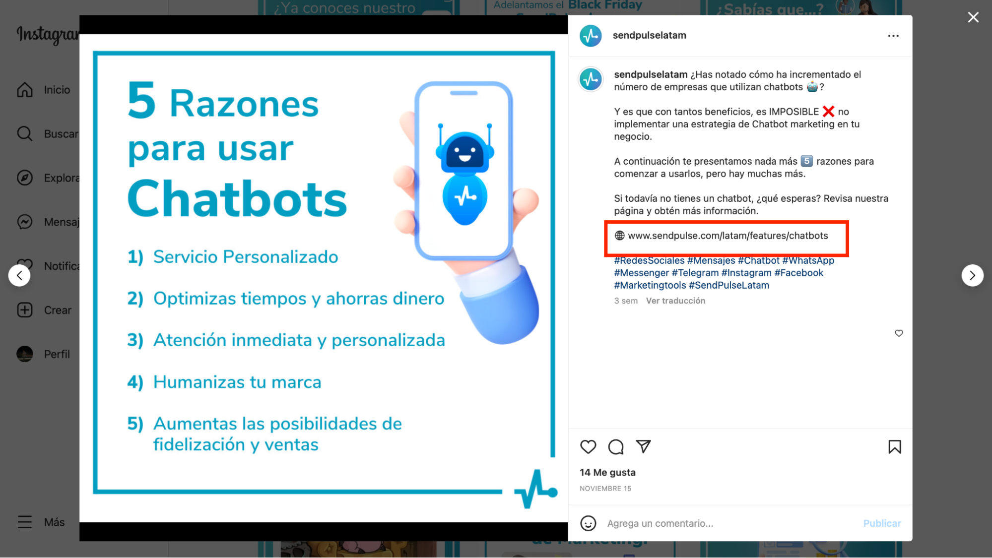 Agregar un link dentro de publicaciones de Instagram no es la mejor solución