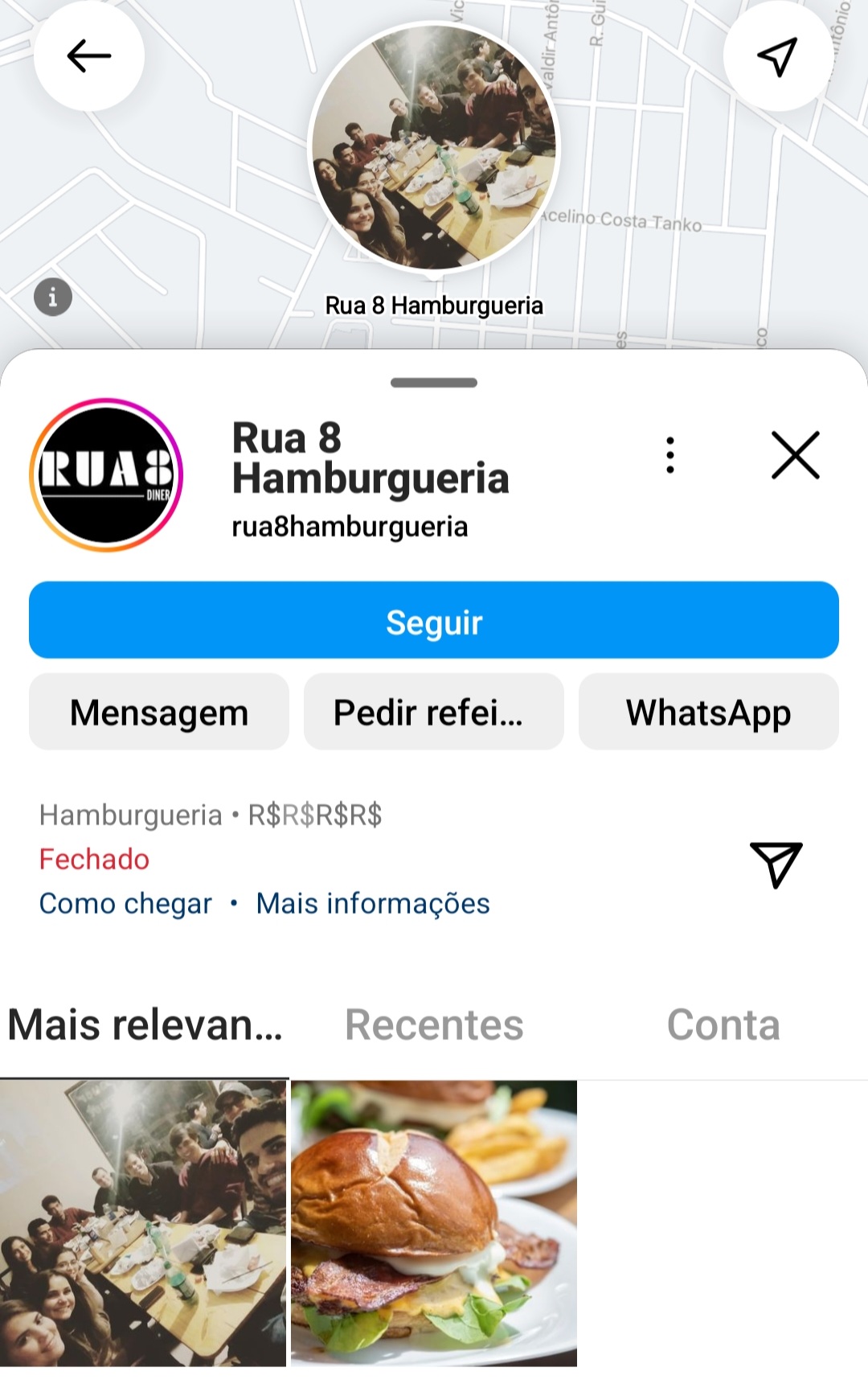 Exemplo de hamburgueria, que ostenta o endereço na bio para que os clientes frequentem o ambiente físico e não apenas peçam por delivery. Exemplo de hamburgueria, que ostenta o endereço na bio para que os clientes frequentem o ambiente físico e não apenas peçam por delivery.