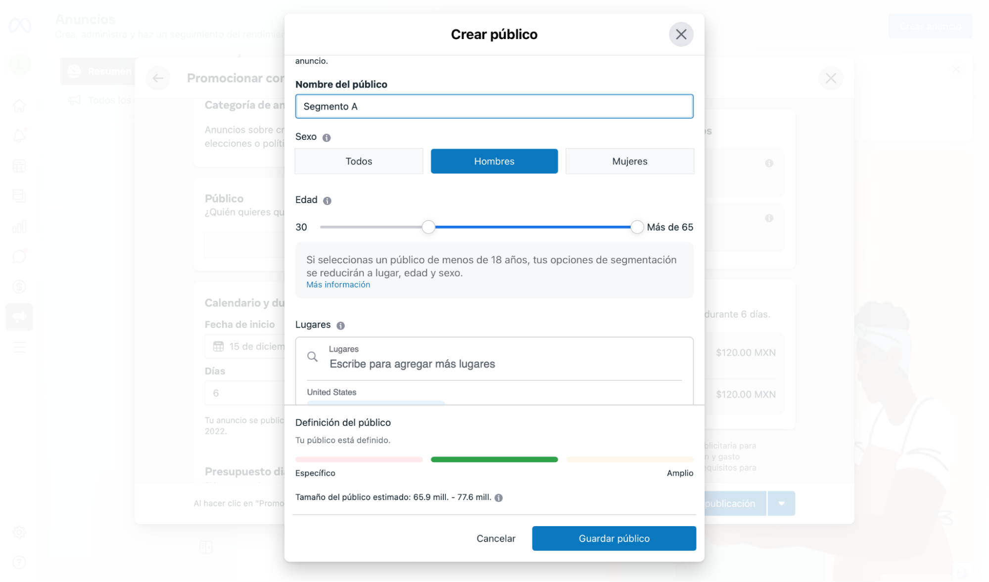 Proceso de segmentación en Facebook para una campaña publicitaria Proceso de segmentación en Facebook para una campaña publicitaria