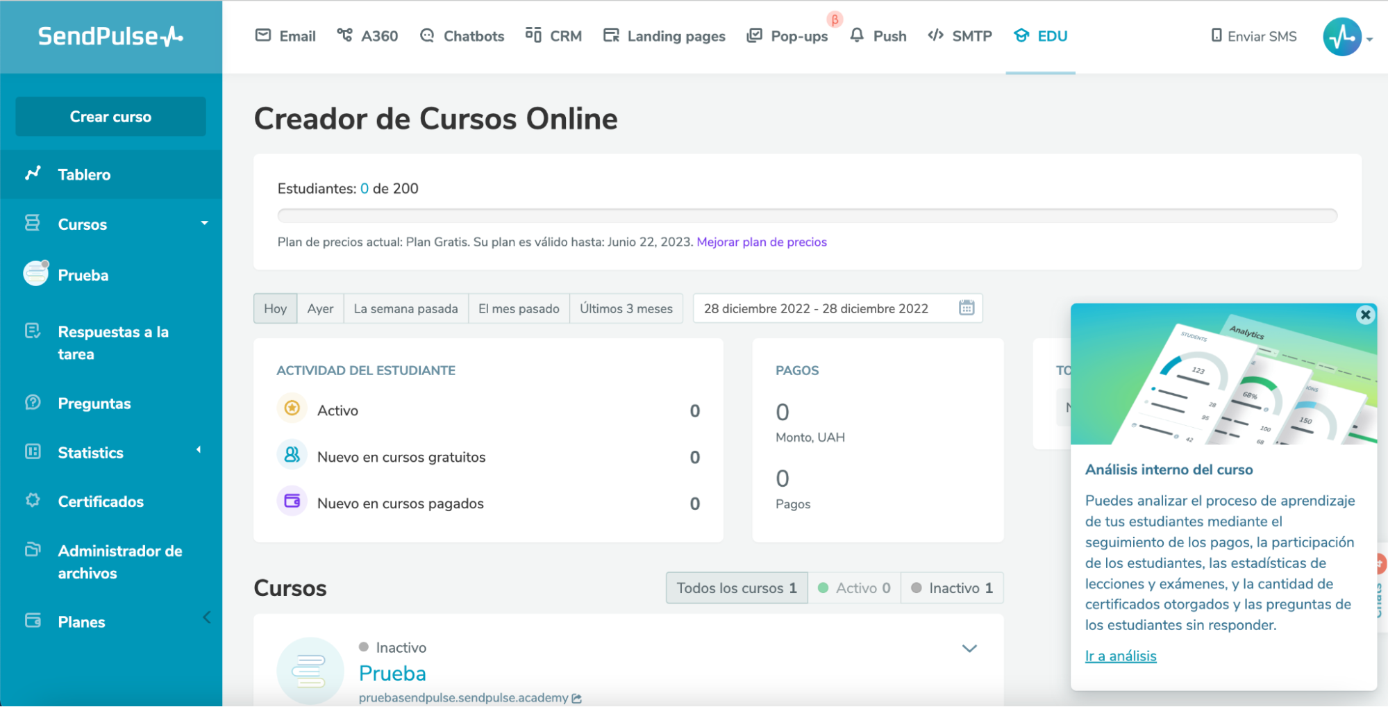 Hay diversas novedades con el creador de cursos de SendPulse para este 2023 Hay diversas novedades con el creador de cursos de SendPulse para este 2023