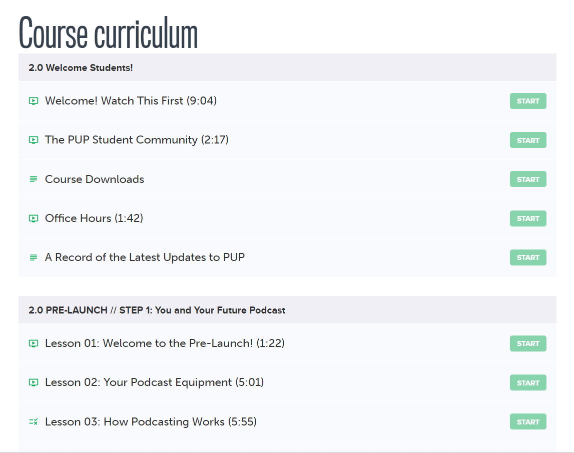 online course curriculum example