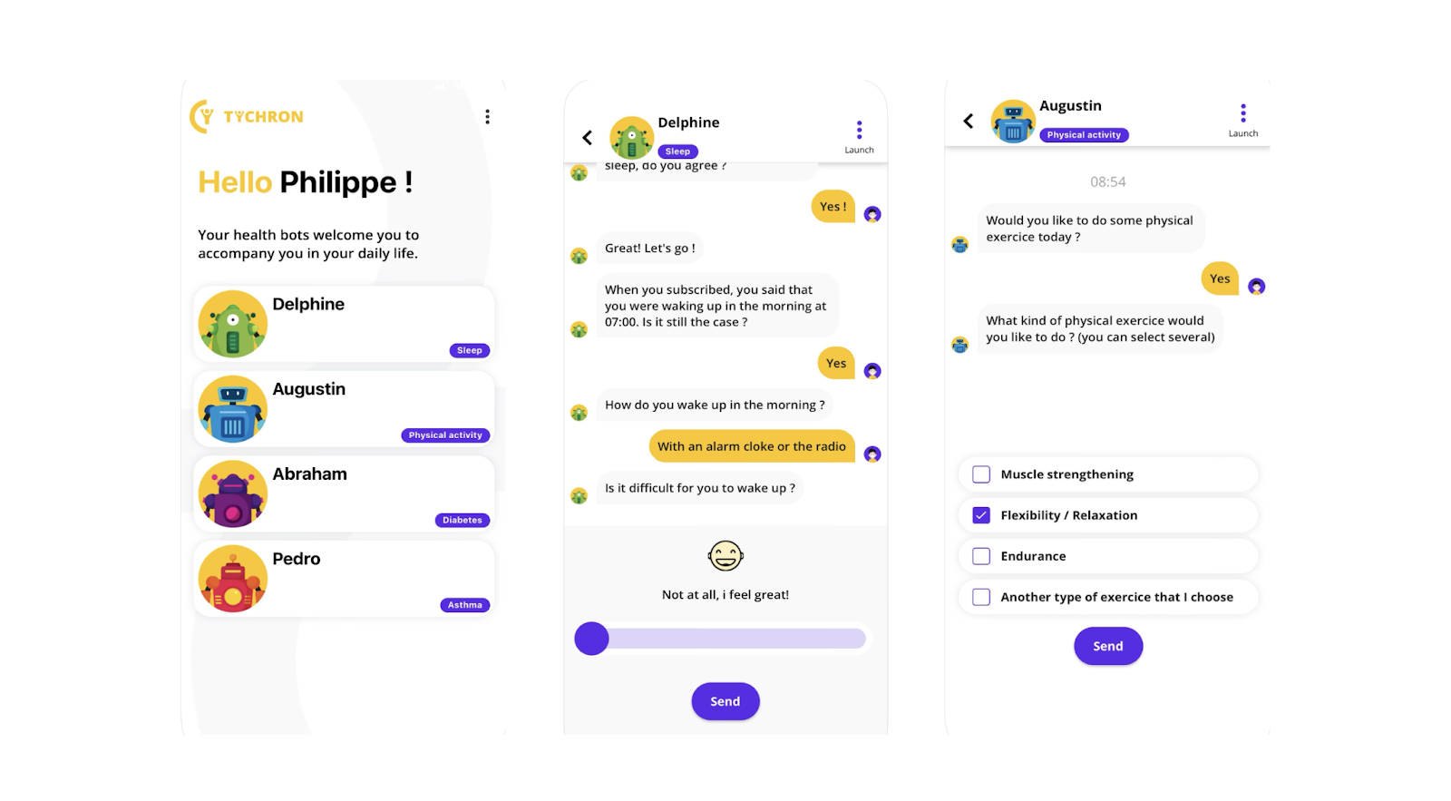 La interfaz de Tychron Bot es única para un chatbot para la salud La interfaz de Tychron Bot es única para un chatbot para la salud
