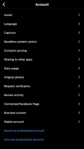 Instagram settings Instagram settings