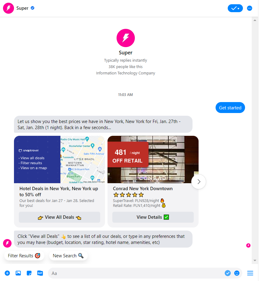 Supertravel chatbot Supertravel chatbot