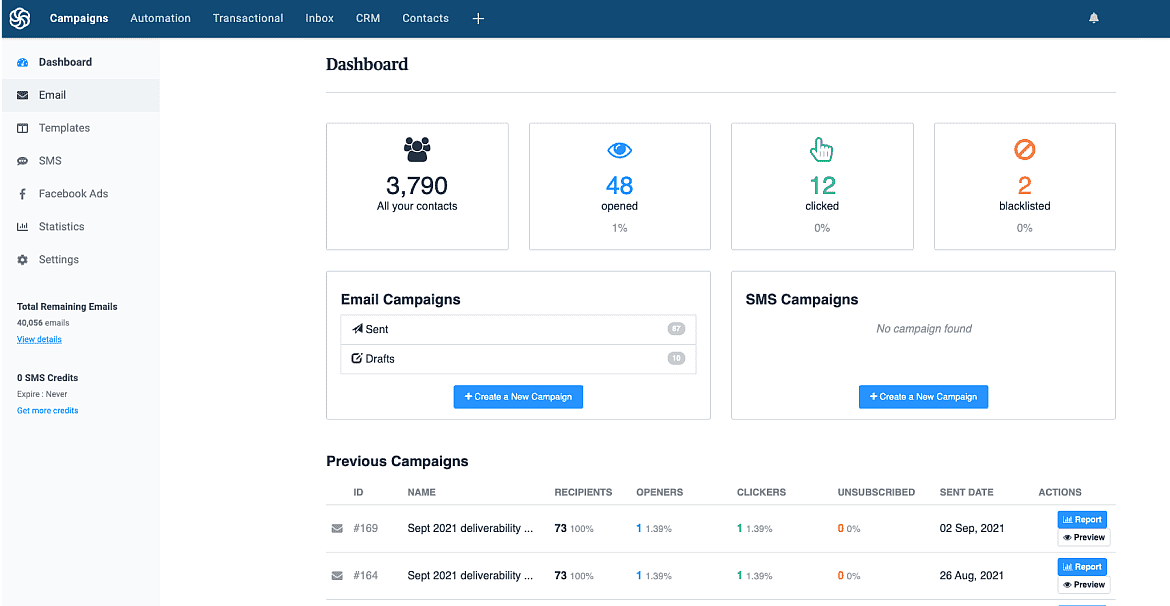 La interfaz de SendinBlue es una de las más completas en la automatización de marketing