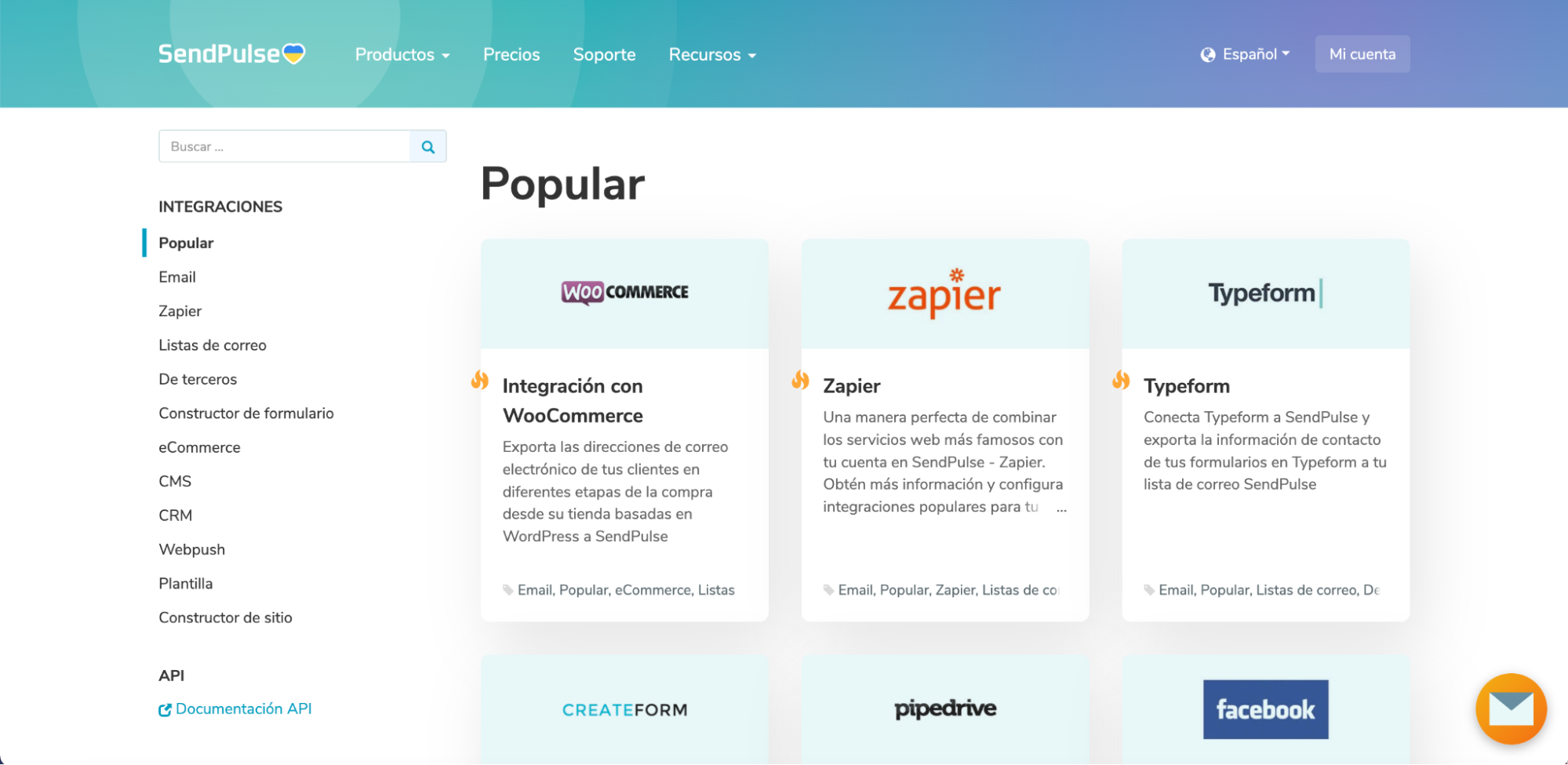 Las integraciones son importantes para los socios desarrolladores de SendPulse