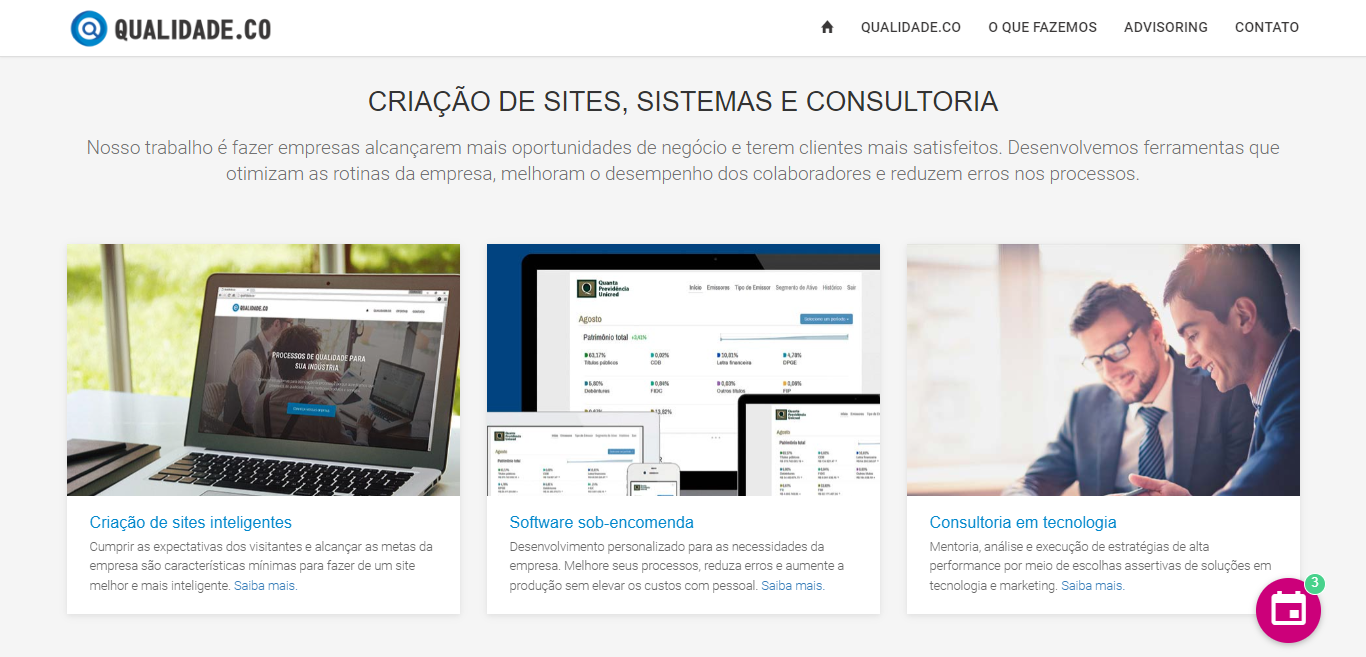 Layout do site e serviços da agência Qualidade.co Layout do site e serviços da agência Qualidade.co