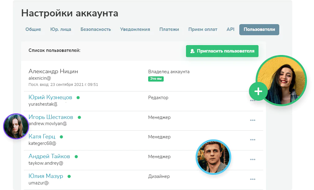 Варіант розподілу ролей в обліковому записі Варіант розподілу ролей в обліковому записі