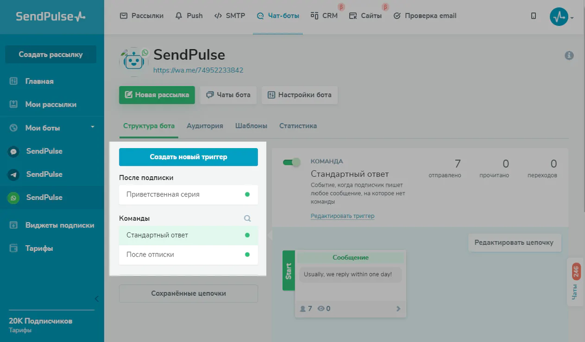 Тригери для старту ланцюжка чат-боту Тригери для старту ланцюжка чат-боту