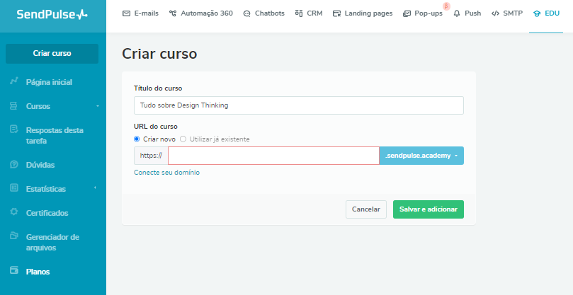 Criador de cursos da SendPulse Criador de cursos da SendPulse
