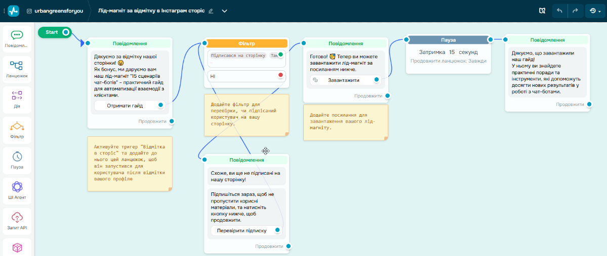 Автоматизація коментарів в Stories