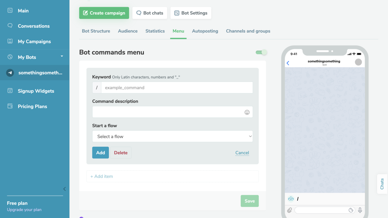 menu for your chatbot menu for your chatbot