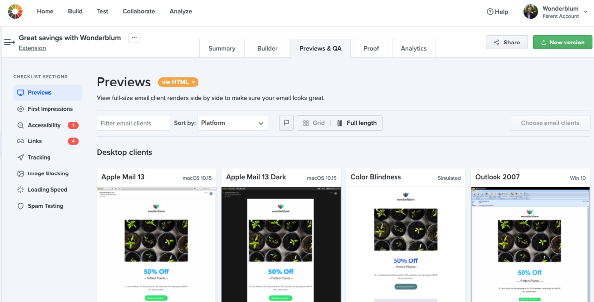 Прев’ю листів у сервісі Litmus, джерело