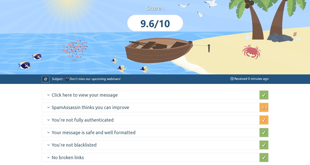 Оцінювання розсилки та рекомендації щодо покращення в сервісі Mail Tester