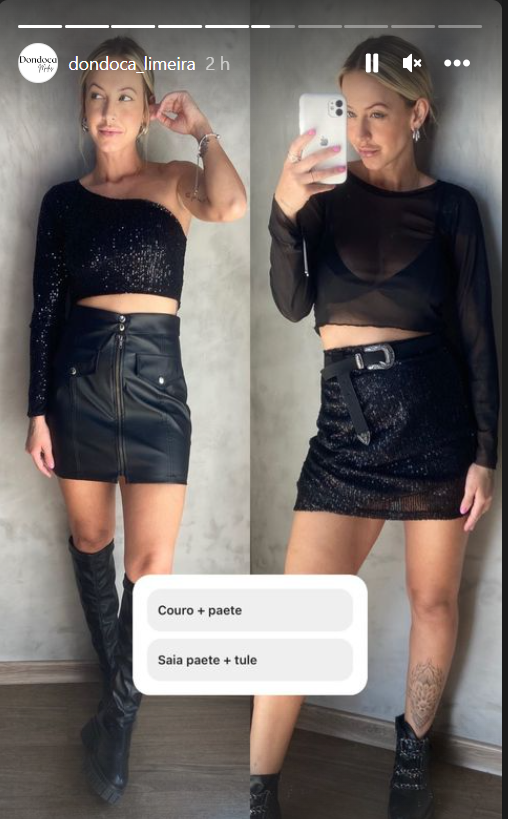 Enquete de instagram de loja de opções de looks