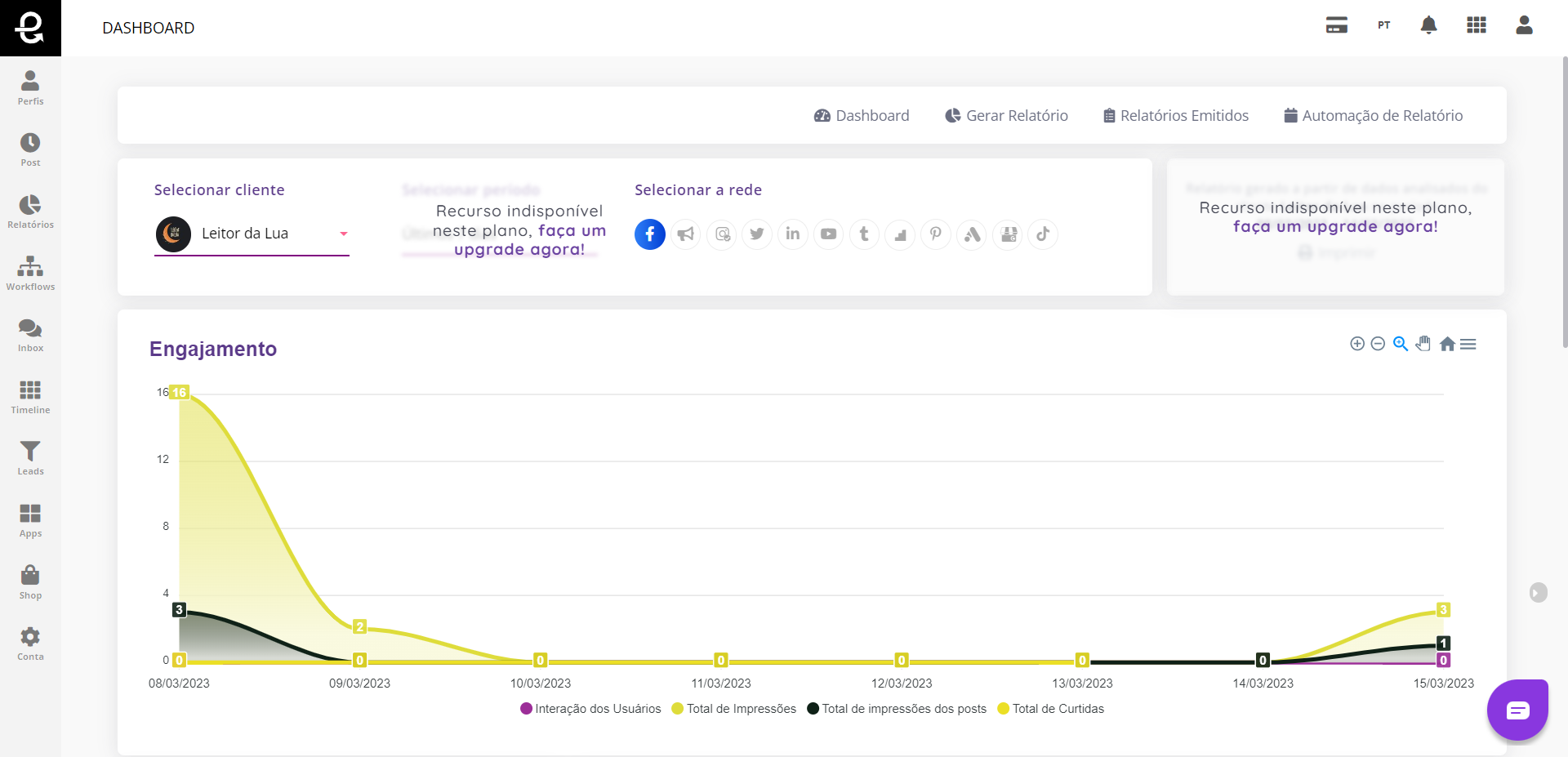 Relatório de engajamento da página do Facebook Relatório de engajamento da página do Facebook