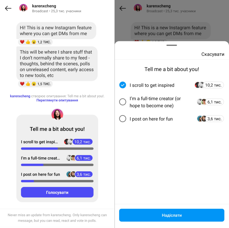Так виглядають опитування в каналах для Instagram Так виглядають опитування в каналах для Instagram