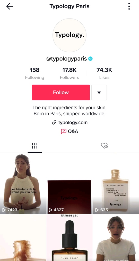Eine TikTok-Bio von Typology Eine TikTok-Bio von Typology