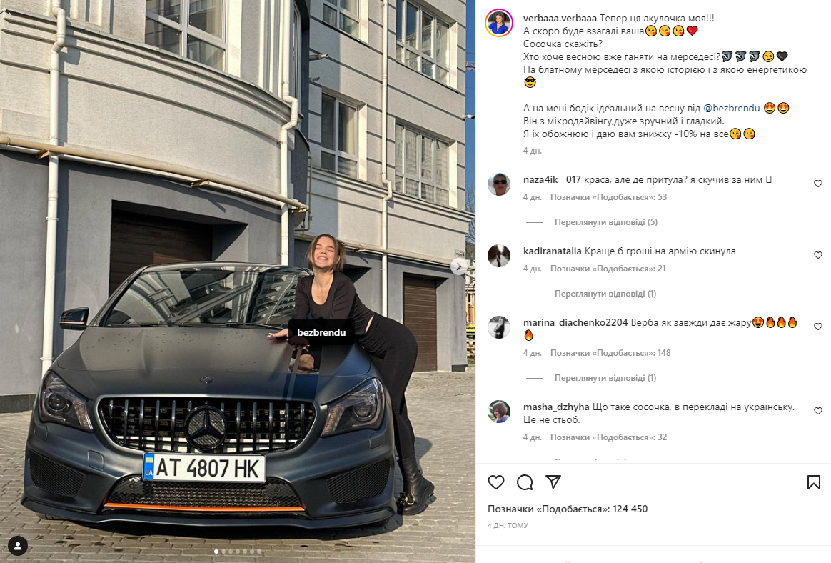 Рекламна публікація на сторінці блогера-мільонника