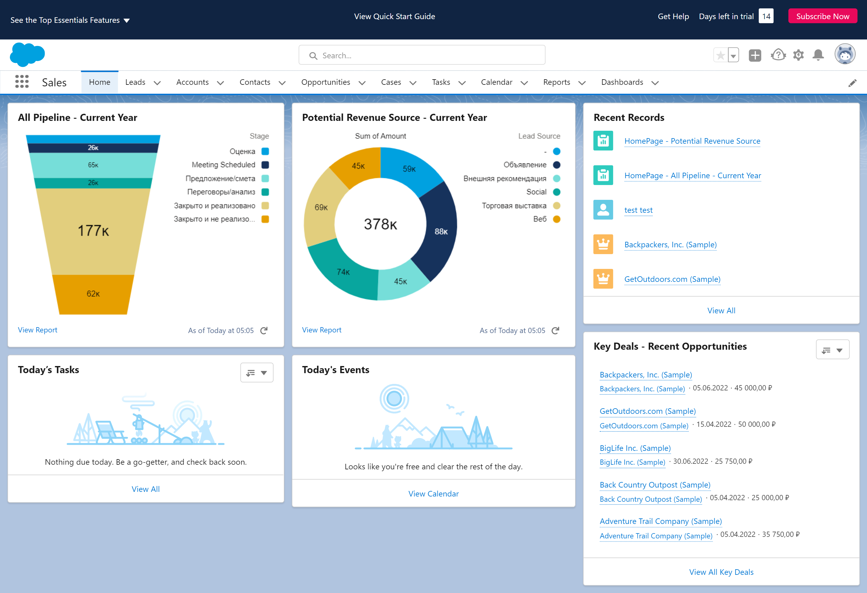 Рабочее пространство в CRM-системе Salesforce Рабочее пространство в CRM-системе Salesforce