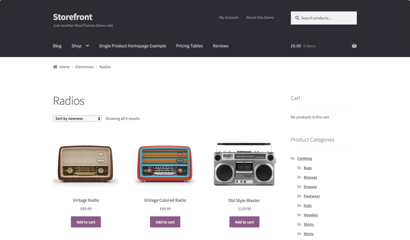 Приклад відображення товарів