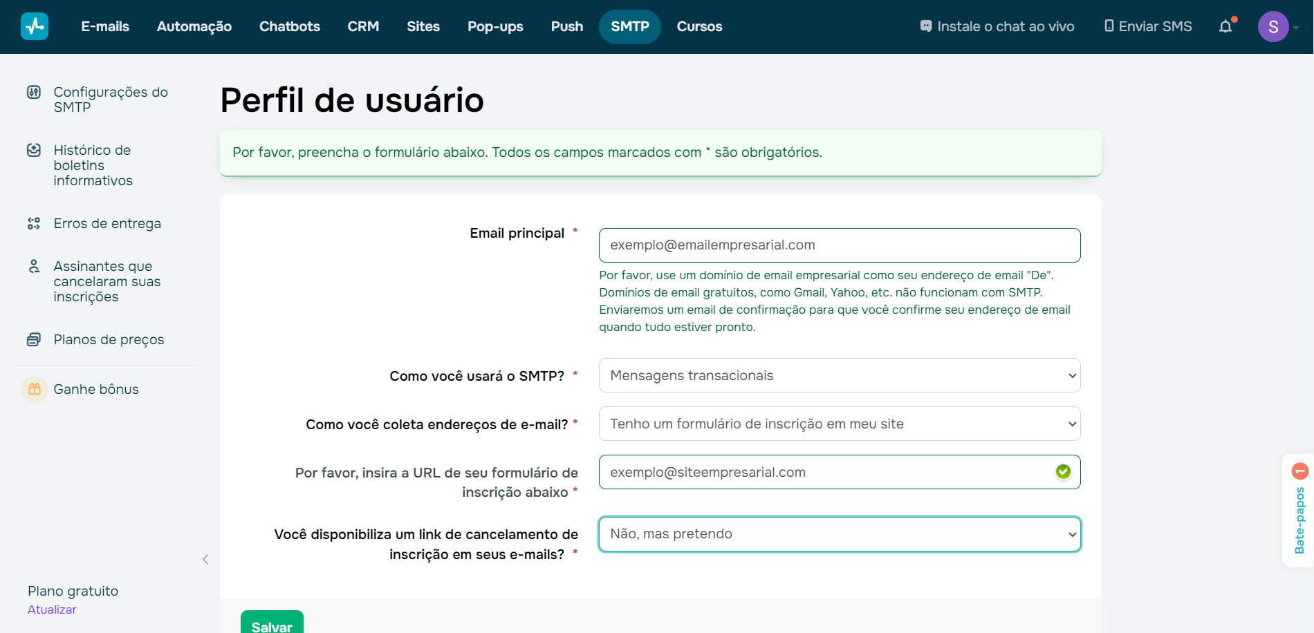 serviço-de-smtp-da-sendpulse