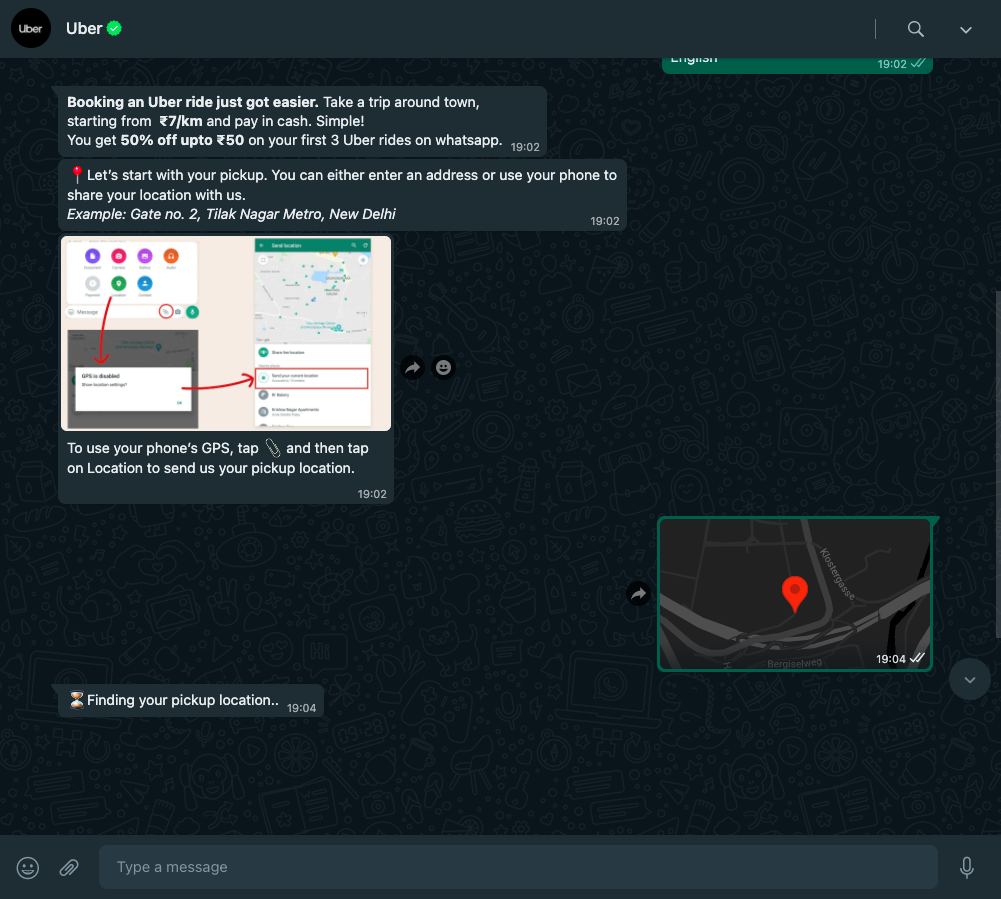 Commander une voiture avec le compte Uber WhatsApp Commander une voiture avec le compte Uber WhatsApp