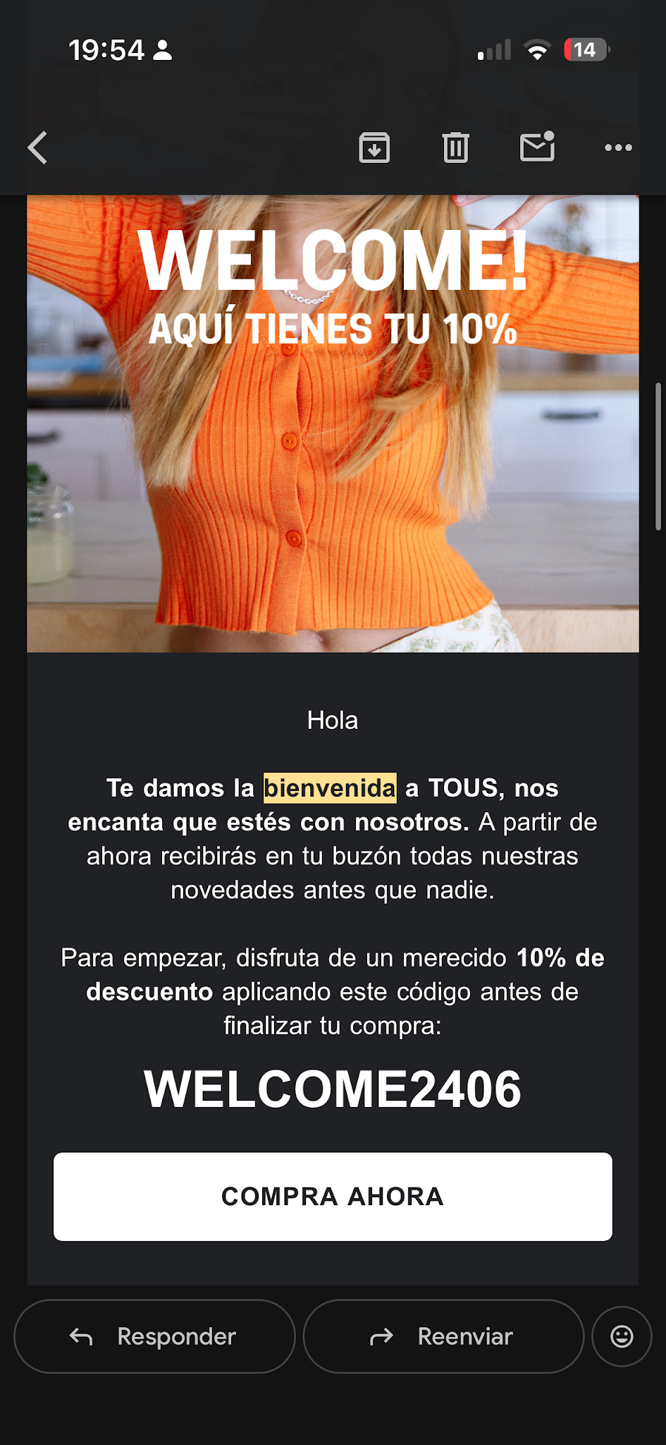 Campaña de bienvenida vía email para Tous