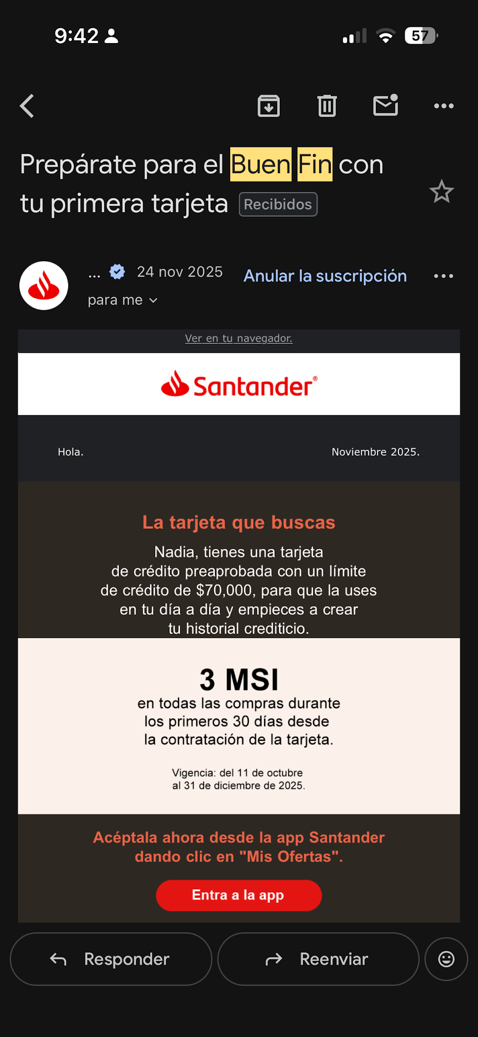 Email marketing de ofertas de Buen Fin para Banco 