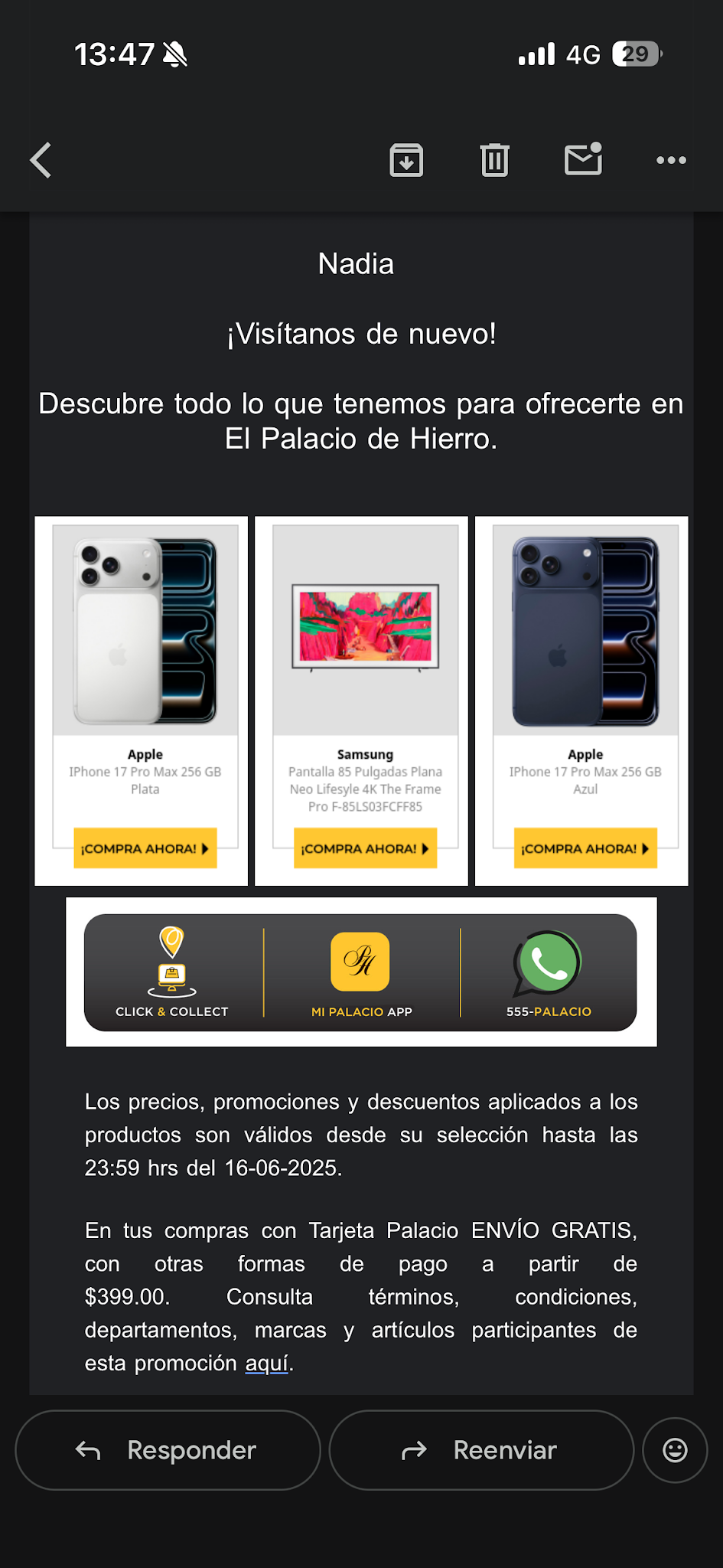 email para Palacio de Hierro
