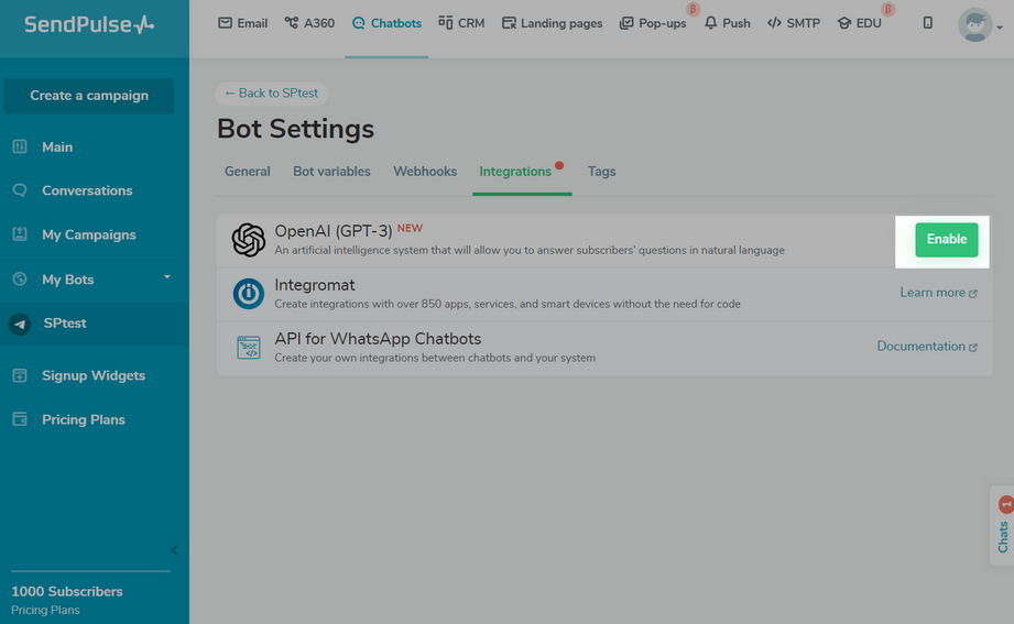 Usar Chat GPT con SendPulse es muy fácil e intuitivo