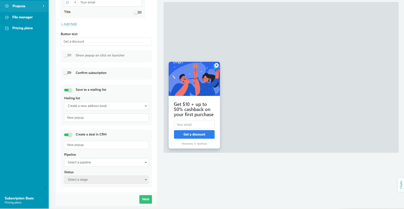 Editing a pop-up Editing a pop-up