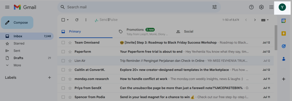 Going to Settings in Gmail Going to Settings in Gmail
