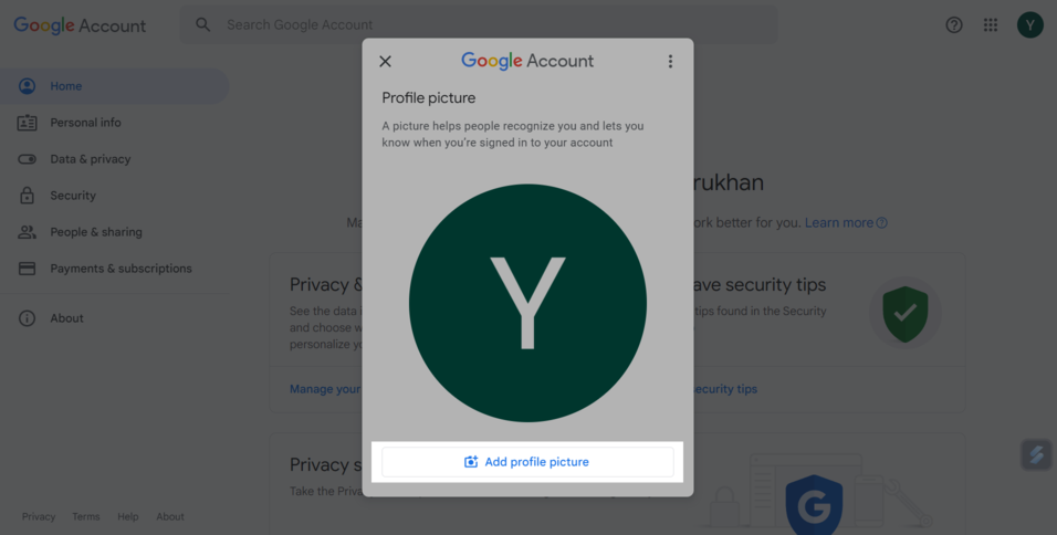 profile picture in Gmail profile picture in Gmail
