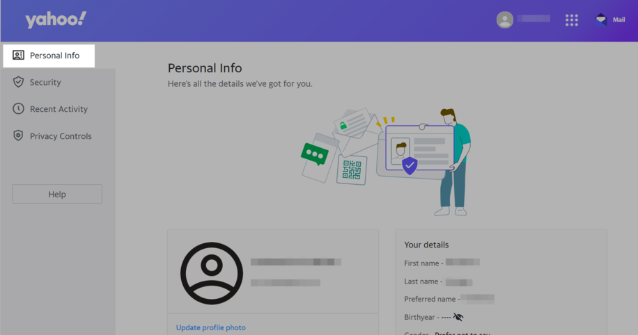 “Personal Info” page “Personal Info” page