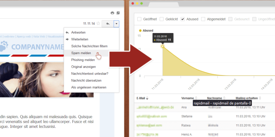 El verificador de Rapidmail puede indicar si tu correo se iría a la carpeta de spam