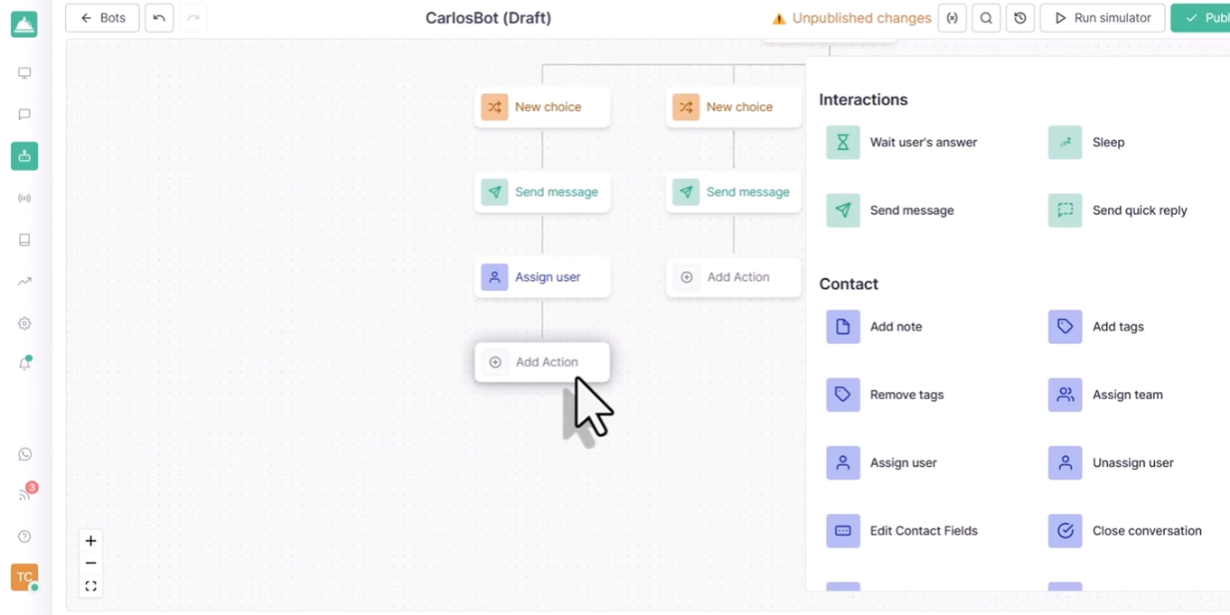 Flujo de chatbot de Callbel