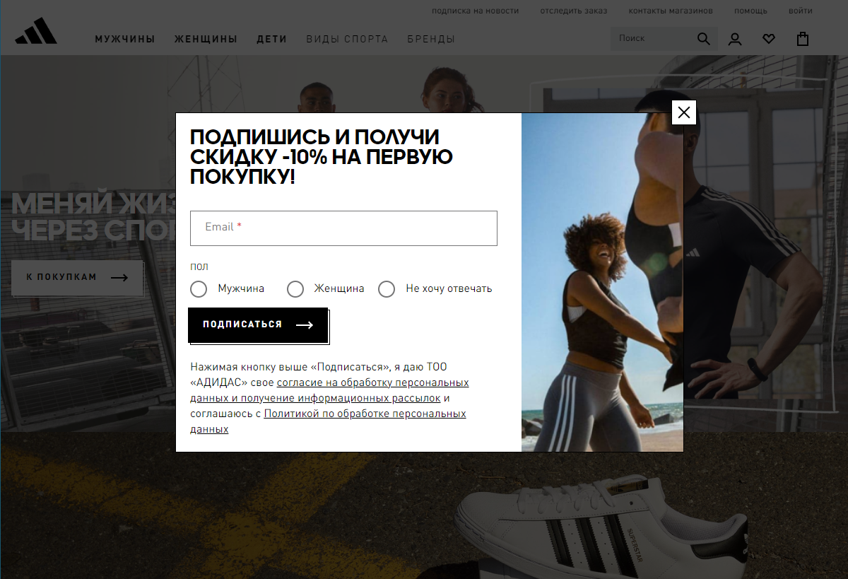Всплывающее окно с предложением подписаться на рассылку Всплывающее окно с предложением подписаться на рассылку