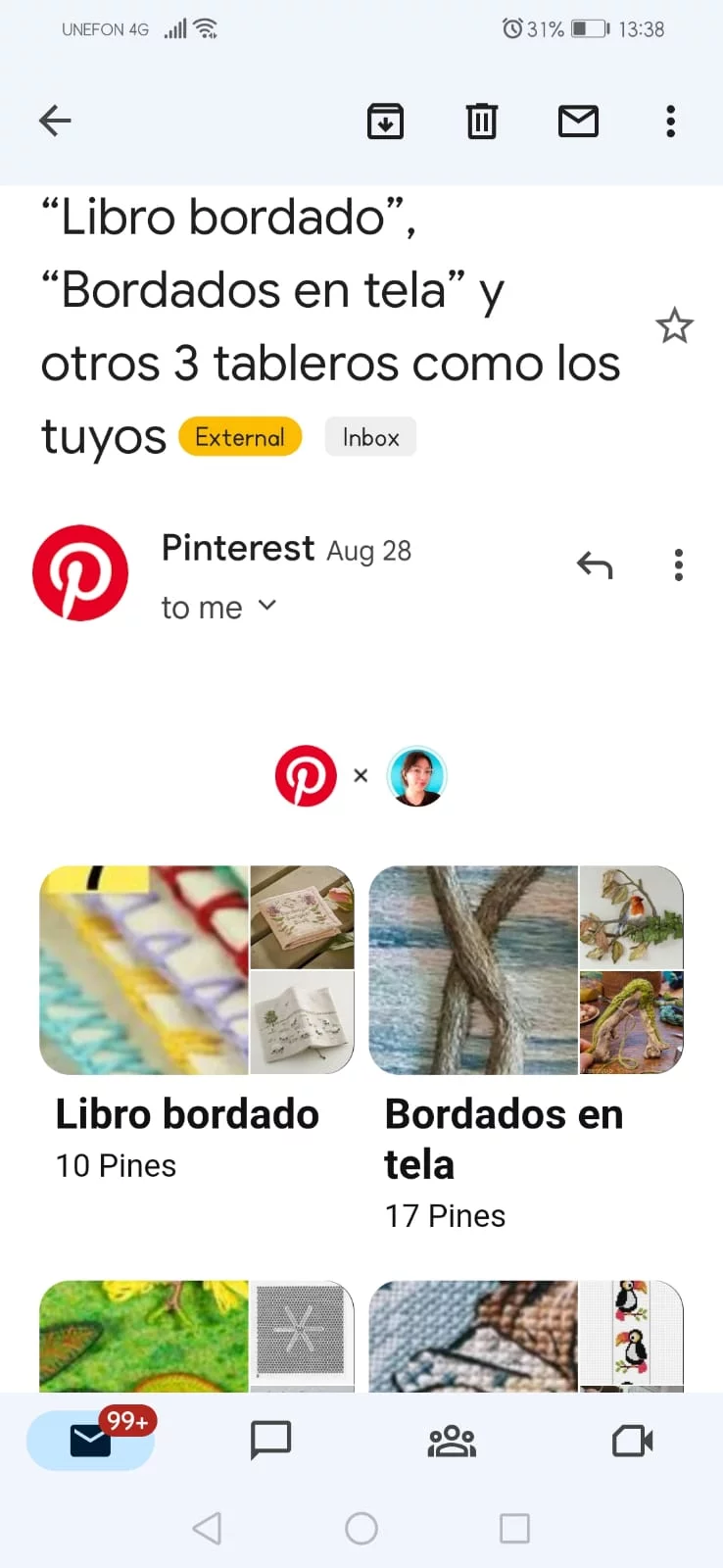 Ejemplo de un email segmentado de Pinterest